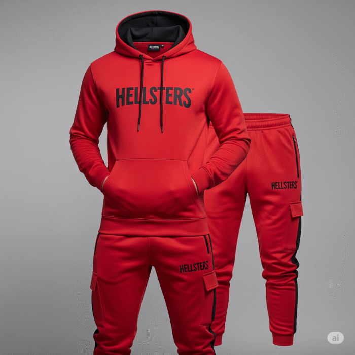 hell star tracksuits and red